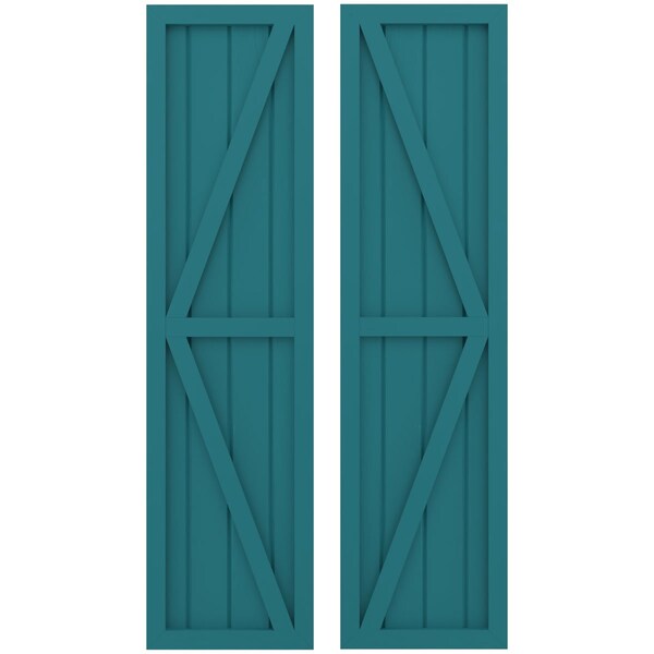 Ekena Millwork Americraft 4-Board Wood 2 Equal Panel Frmd Board-n-Batten Shutters w/Dbl Z-Bar, ARW102BF414X36ANH, PR ARW102BF414X36ANH - main
